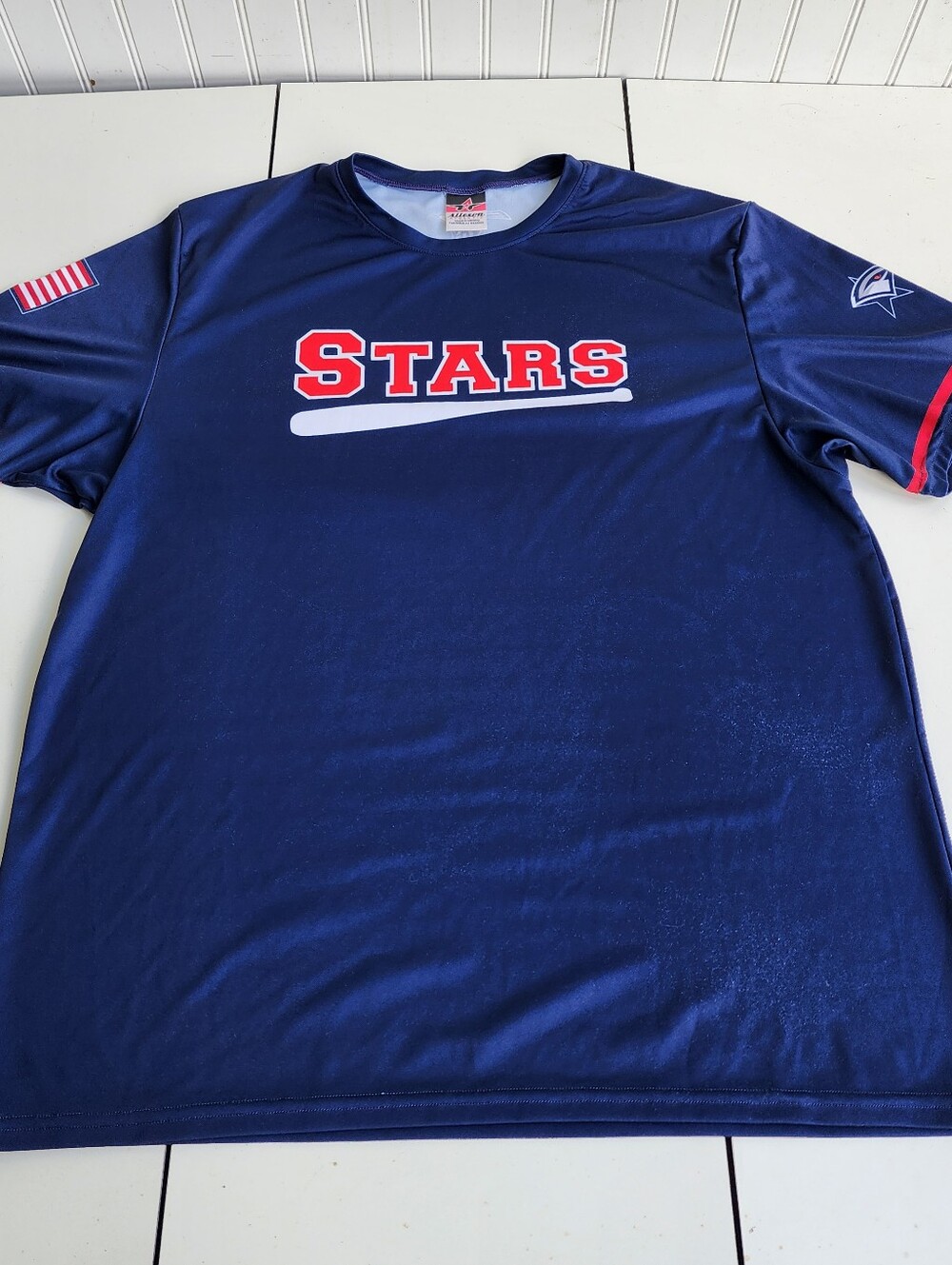 Alleson Athletic Stars Baseball All-Star Game T-Shirt Navy Blue Red Sz L